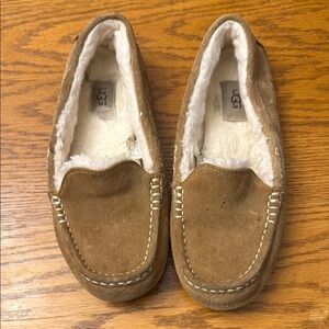 UGG Tan Suede Slip-On Loafers with Plush Lining